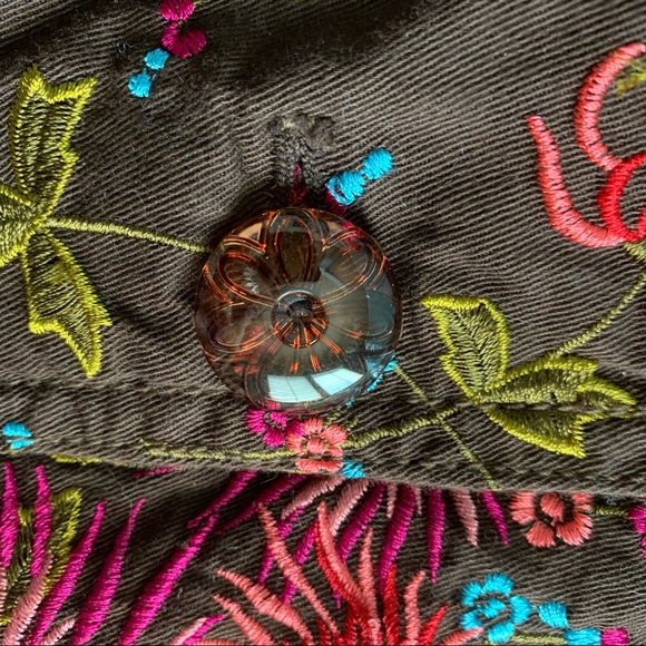 Johnny Was Brown Chrysanthemum embroidered coat - Picture 4 of 5